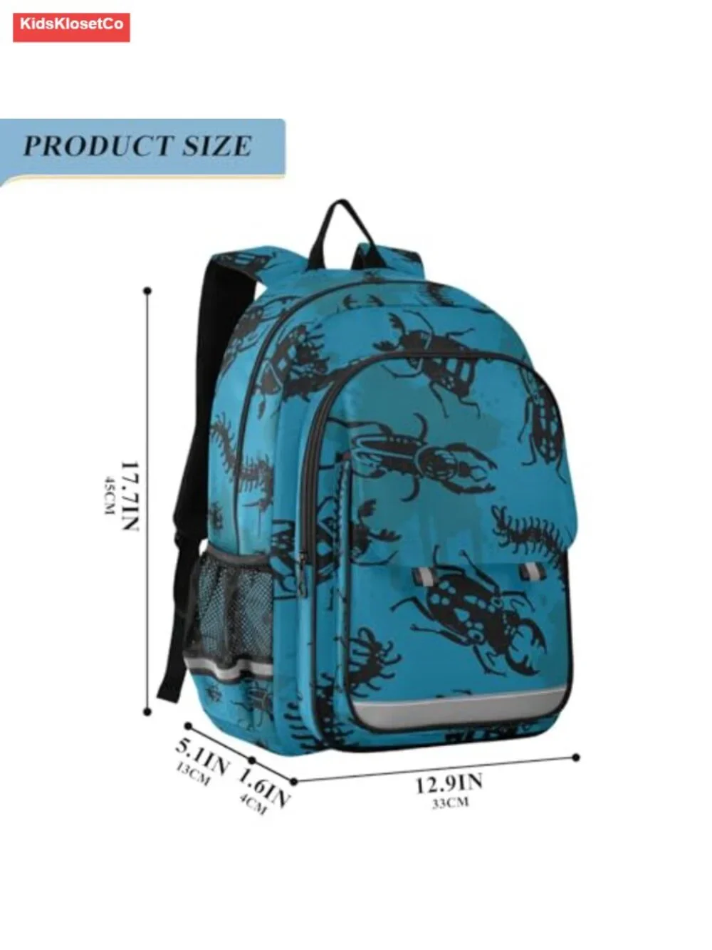 Kids Lightweight School Backpack with Reflective Strips Polyester